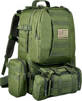 CVLIFE Tactical Backpack Military Army Rucksack 60L Large Assault Pack Detachable Molle Bag, Army Green
