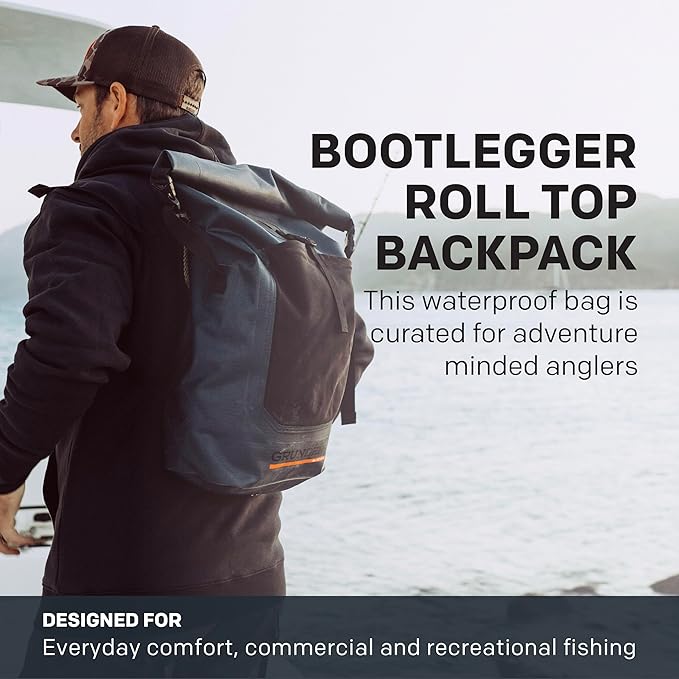Grundéns Bootlegger Roll Top Backpack, Waterproof, 30L, Dark Navy