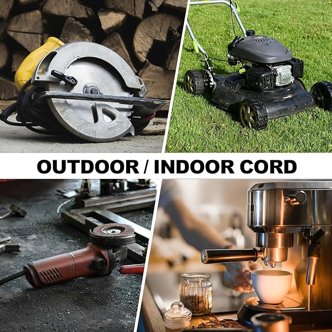 EP 6FT Green Outdoor Extension Cord, 16/3 SJTW Heavy Duty Waterproof, 3 Prong Grounded Plug, 13A 1625W 16AWG, Cold-Resistant Flexible Power Cable for Garden, Home, Christmas Lights.