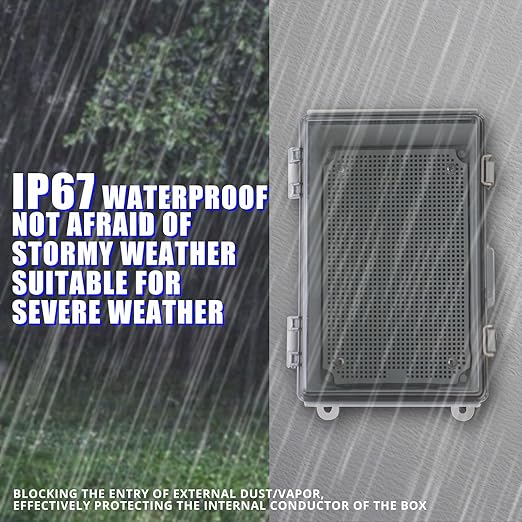 MAKERELE Waterproof Junction Box with Clear Cover,IP67 Waterproof Dustproof Universal Project Boxes for Electronics 11.4×7.5×5.5 inch（290×190×140mm）