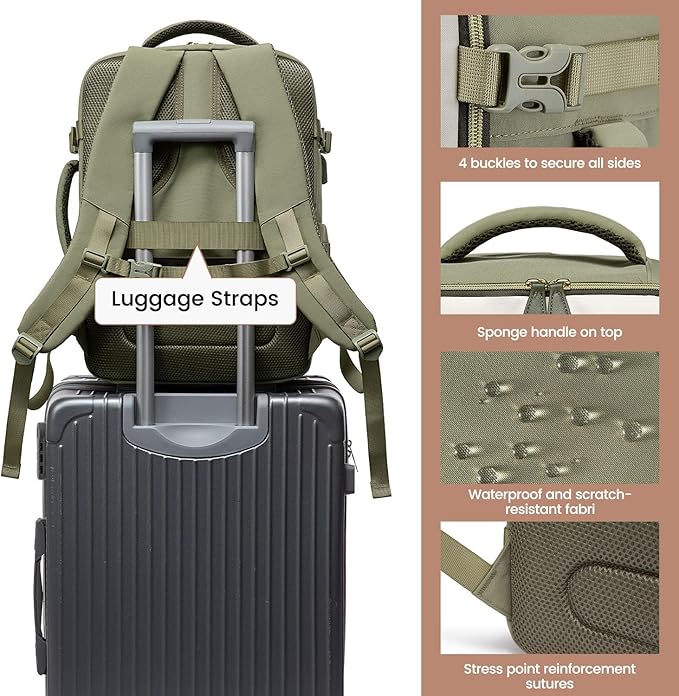 LOVEVOOK 50L Travel Backpack Carry On Airline Approved, Large Backpack with 3 Packing Cubes, TSA Travel Essentials Carry On Bag, Waterproof Weekender Overnight Luggage Daypack, Fits 18 Inch Laptop