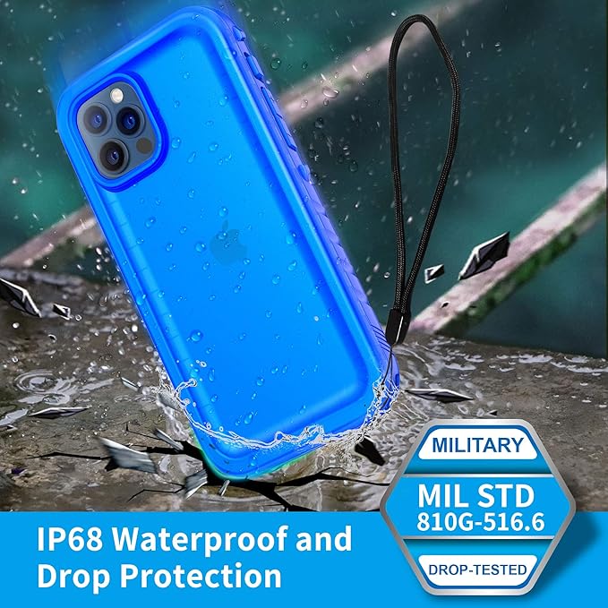SPORTLINK Compatible with iPhone 12 Pro Max Waterproof Case - Full Body Shockproof Dustproof Phone Screen Protector Rugged Cases for iPhone 12 Pro Max 6.7 Inches Blue