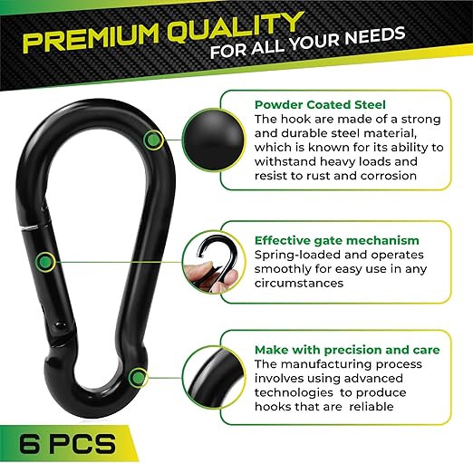 PAMAZY 6Pcs 3.15In Spring Snap Hooks 460LBS Capacity, Utility Hook Clip, Heavy Duty Rope Connector, Quick Link Snap Hooks for Indoor & Outdoor, Hanging, Camping, Fishing