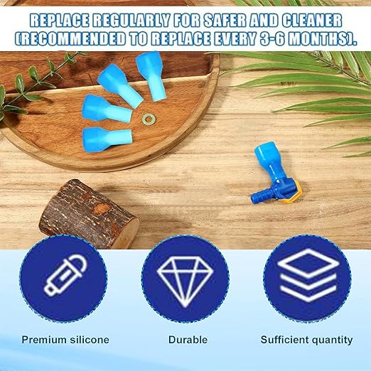 4pcs Bite Valve Replacement for Camelbak, Hydration Pack Mouthpiece with 1 Angled Tube Connector and O-Ring Replacement Parts for Camelbak Backpack Water Reservoir (4, Blue)