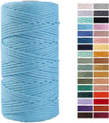 Sky Blue Macrame Cord 3mm x 109Yards,Colored Cotton Rope Craft Cord Colorful Cotton Cord Twine for Wall Hanging Plant Hangers Crafts Knitting Decorative Projects