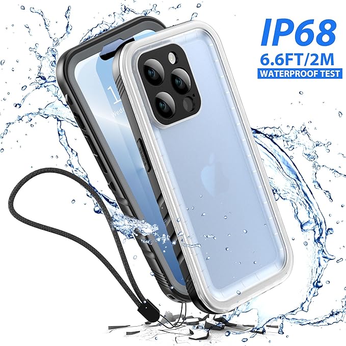 SPORTLINK for iPhone 13 Pro Max Waterproof Case - Shockproof Dustproof Phone Case with Screen Protector, Full Body Protective Case for iPhone 13 Pro Max Cover 6.7'' Black/Frosted Clear