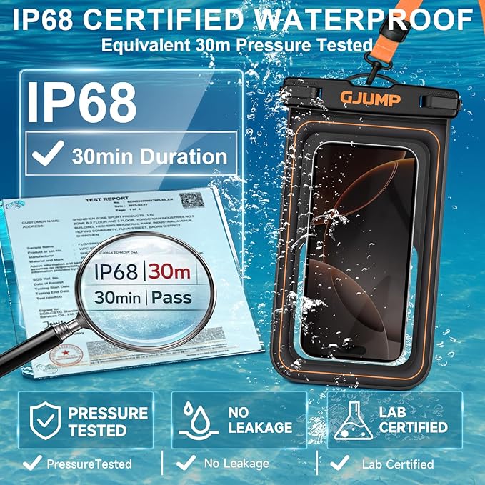 Waterproof Phone Pouch Floating 2 Pack, IP68 Dry Bag Compatible with iPhone 17 16 15 14 Pro Max, Underwater Phone Case for Snorkeling Beach Swimming Cruise Travel Essentials