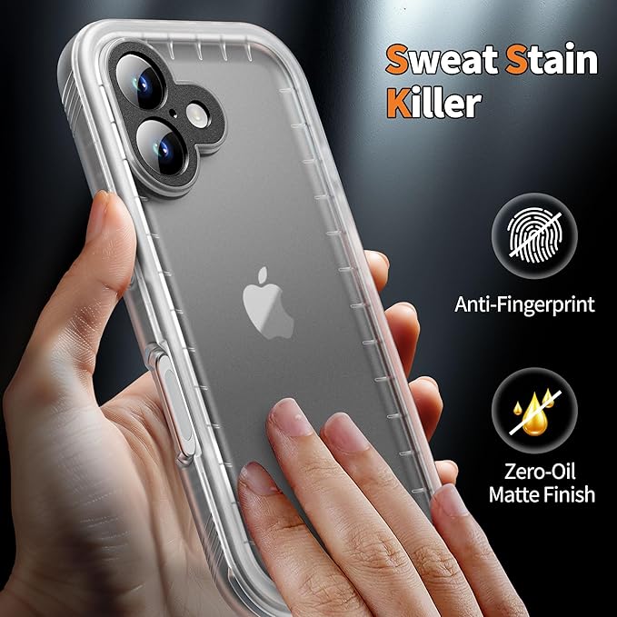 Cozycase for iPhone 16 Case Waterproof - 360 Heavy Duty with Screen/Camera Protector Shockproof IP68 Underwater Dustproof Water Dust Shock Proof Full Body/Front and Back Case Frosted Clear 6.1 inch