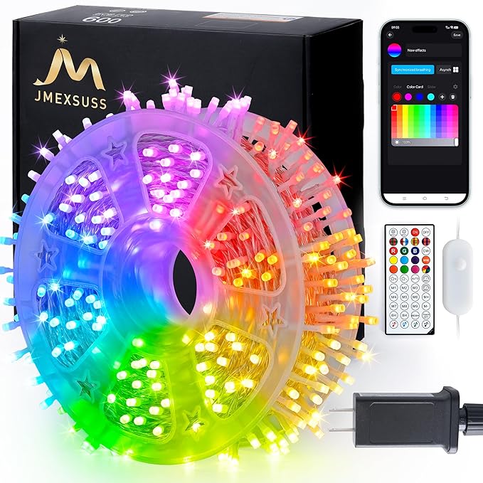 JMEXSUSS 400 LED RGB String Light Outdoor Indoor, Christmas Lights Outdoor Clear Wire Christmas Lights Plug in for Bedroom Tree Room Party Birthday Decorations