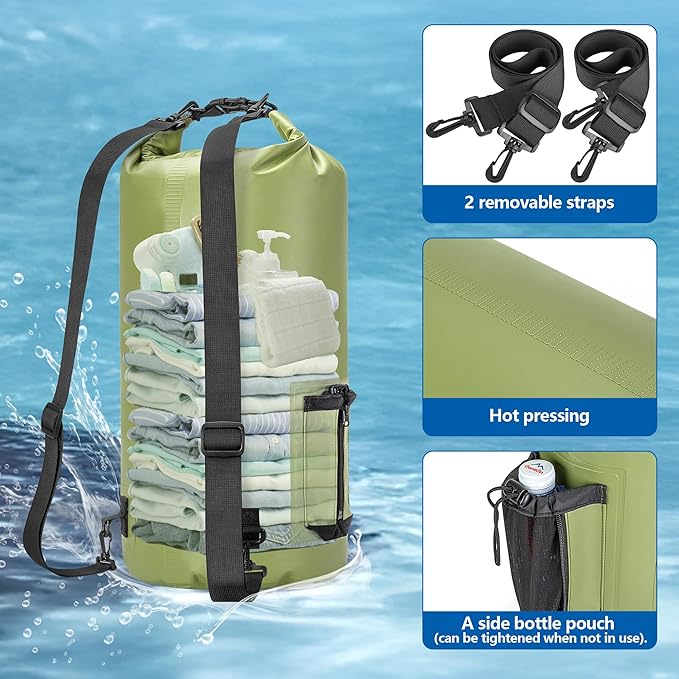 Smasrob 30L Waterproof Dry Bag with 20L Detachable Cooler, Dry Bag Cooler Backpack with Phone Pocket and Bottle Pouch, Suitable for Kayaking, Boating, Camping and Water Activities