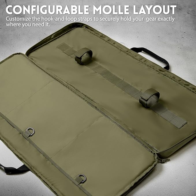 Single Rifle Case Bag, Tactical Padded Soft Gun Case w/MOLLE System, Wide Interior Fits Scoped Rifles, Adjustable Sling, Dual Zipper for Hunting & Range