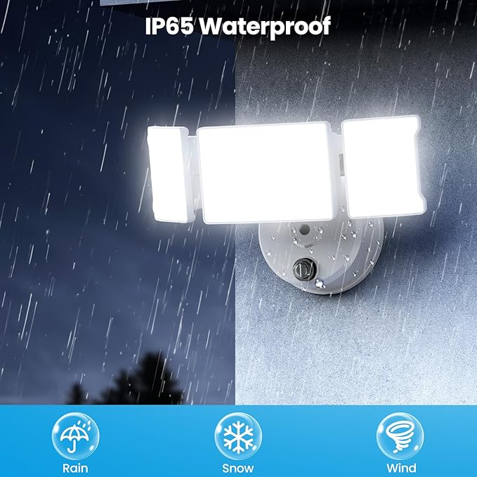 Olafus 80W Flood Lights Dusk to Dawn Outdoor Lighting, IP65 Waterproof LED Security Light with Photocell, 8000LM Dusk Dawn Outside Light, 6500K White Exterior Floodlight for Yard, Garden, Porch
