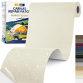 Fabric Repair Tape, Self Adhesive Canvas Repair Patch, Waterproof Outdoor Canvas Tape/Patch Kit for Sun Shades Clothing Tent Awnings Boat Cover Couches Beige&White 4x71 inch