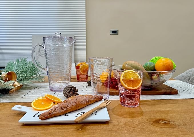KLIFA- RIPPLE- 22.5 ounce, Set of 6, Acrylic Highball Drinking Glasses Cups, BPA-Free, Stackable Plastic Drinkware, Dishwasher Safe, Clear