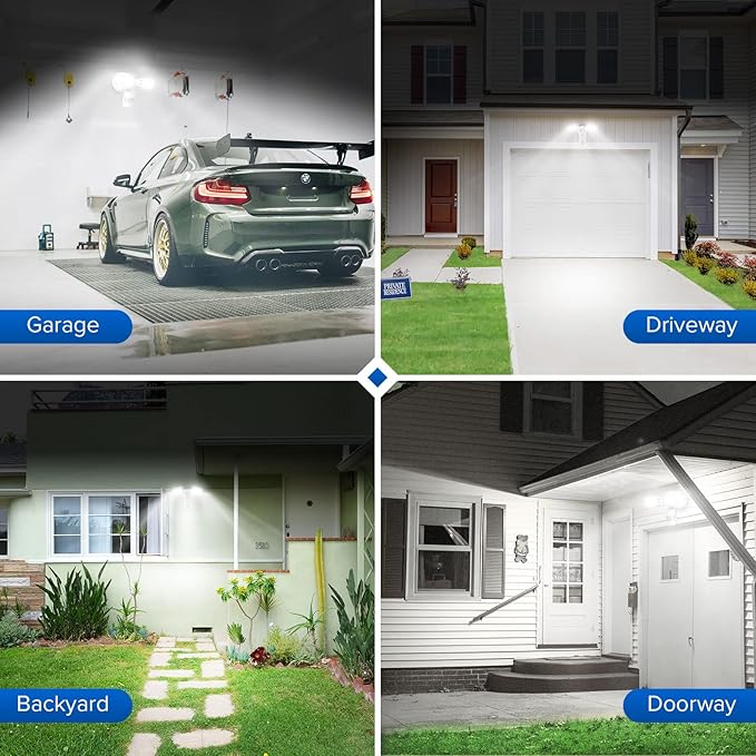 SANSI 18W 1800LM LED Motion Sensor Outdoor Lights, Energy Saving Security Light, 200W Equiv. 5000K Dusk to Dawn Flood Light, 50,000 Hours Lifespan, IP65 Waterproof for Yard, Doorway, White, Eco Series