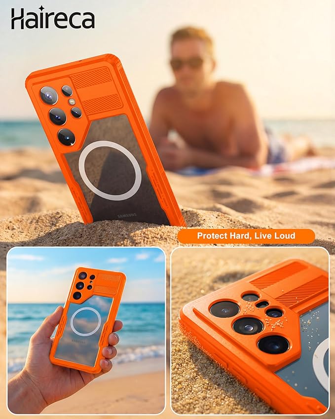 for Samsung Galaxy S26+ Plus Waterproof Case, [Fit for Magsafe] [IP68 Water Proof] [Built-in Screen Protector], Magnetic Heavy Duty Military Grade Rugged Phone Case for S 26+ Plus 6.7", Orange