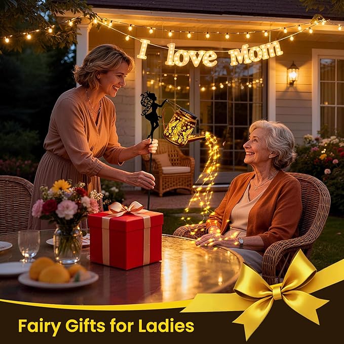 X-PREK Solar Lights Outdoor Waterproof, Fairy Solar Garden Lights Outdoor Decoration, Hummingbird Solar Watering Can Light Gardening Gifts for Mom Grandma 4 Packs