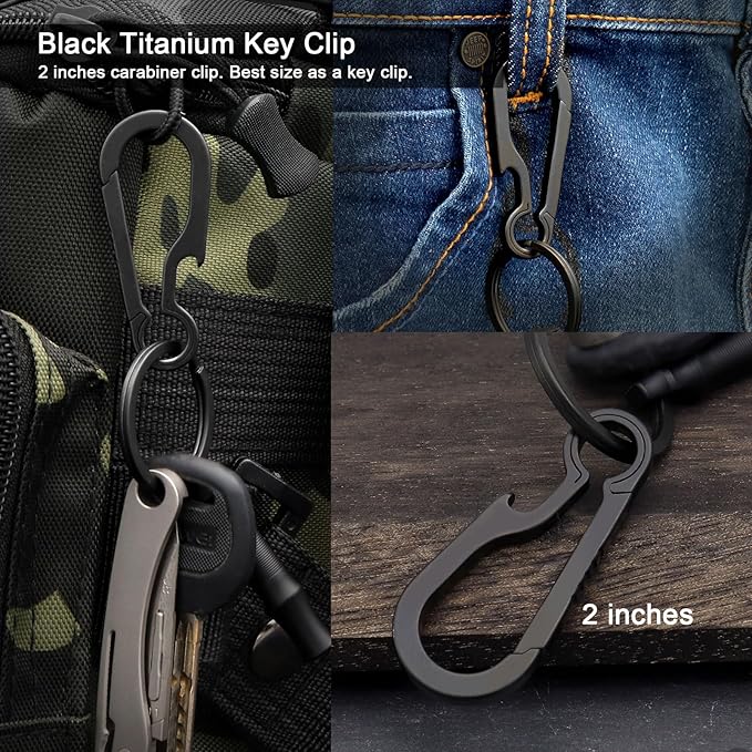 PJYTAC Key Chain Clip Titanium Carabiner Keychain Quick Release Carabiner for Keys Titanium Key Rings Heavy Duty