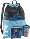 TYR Big Mesh Mummy Backpack for Swim, Gym and Workout Gear, BLue, 40-Liter Capacity
