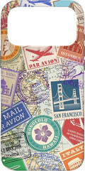 World Map Travel Passport Stamps Postage Stamp Case for iPhone 17 Pro Max