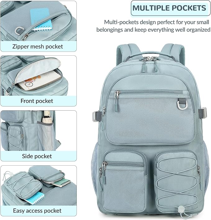 Lohol Multi-Pocket Backpack for Travel College, Heavy Duty Big Bookbag with 15.6 inch Laptop Compartment (Black Purple Galaxy