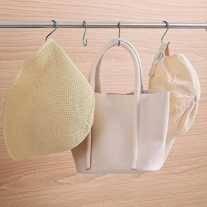 Evanda Rainbow S Hooks for Hanging Pack of 30, Heavy Duty Stainless Steel Titainium Plating Metal Mutil Purpose Hanger for Kitchen Pans, Pots, Utensils Tooks, Cups, Mugs, Clothes, Bags, Towels, Plants