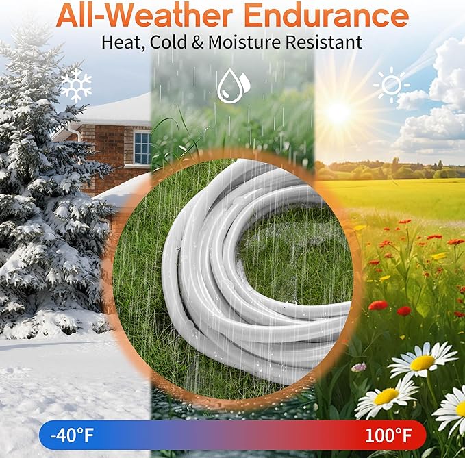 25 ft 12 Gauge Heavy Duty 3 Outlet Extension Cord Splitter with Indicator, Waterproof Outdoor Extension Cord with Multiple Outlets, 15A 1875W for Small Appliances, ETL Listed, White SJTW