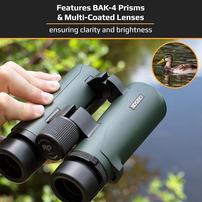 Carson RD Series 10x34mm Open-Bridge Waterproof Compact High Definition Binoculars
