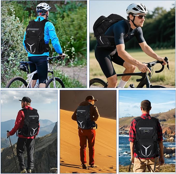 Insulated Hydration Backpack with 3L Water Bladder - 18L Leak-Proof Hiking Daypack, Lightweight Water Backpack for Men & Women, Gear for Trail Running, Cycling, Rave Festivals & Outdoor Sports