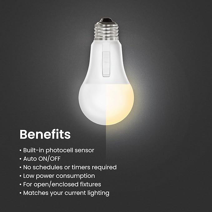 Feit Electric LED Dusk to Dawn Light Bulb, A21 100W Equivalent, 5CCT, Non-Dimmable, E26 Medium Base, 90 CRI, 1500 Lumens, Adjustable White, 15 Years Lifetime, OM100/5CCTCA/DD/LEDI