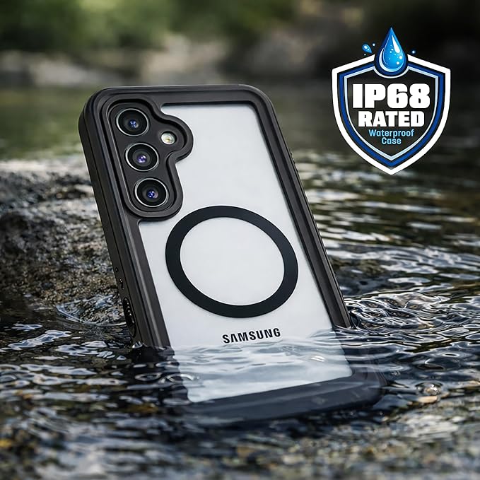 ENCASED Waterproof Case Designed for Samsung Galaxy S26 (IP68) Full Body Protective Phone Case with Screen Protector Built-in (Clear/Black)