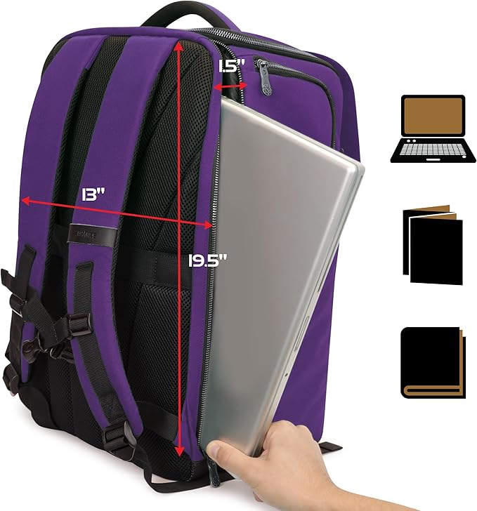ENHANCE Collector's Edition DnD Backpack - RPG DM Bag for Dungeons and Dragons - DnD Bag fits 6-8 Books, 18" Laptop/DM Screen Slot, Miniature Foam Trays, Accessory Pockets, Map Strap (Dragon Purple)