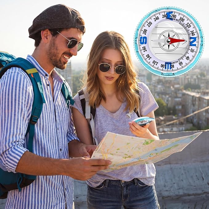 20 Pcs Acrylic Orienteering Compass Hiking Backpacking Survival Reliable Compass Advanced Scout Compasses Outdoor Gear for Map Reading Navigation Camping Survival Exploring