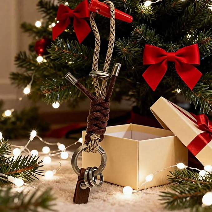 Titanium Alloy Keychain Clip & Leather Loop with Paracord Kit — Easy-Release Carabiner Key Organizer for Keys, Phone Lanyard & Outdoor Gear