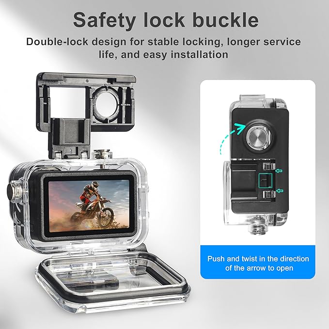 FitStill 196FT/60M Waterproof Case Compatible for DJI Osmo Action 5 Pro Action 4 Action 3,Underwater Diving Protective Cover Cage Shell Accessories Invisible Dive Housing for Action 5 Pro/4/3 Camera