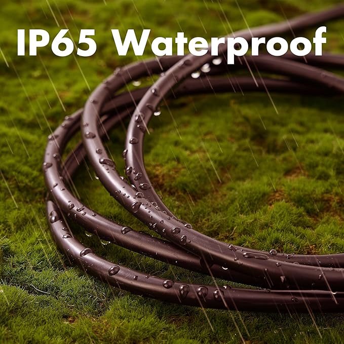 12ft Brown Outdoor Extension Cord Waterproof, UL Listed, 16/3 SJTW Heavy Duty 3 Prong, 16 Gauge 13A Power Cord Ideal for Indoor Outdoor Lights, Appliances, and Lawn