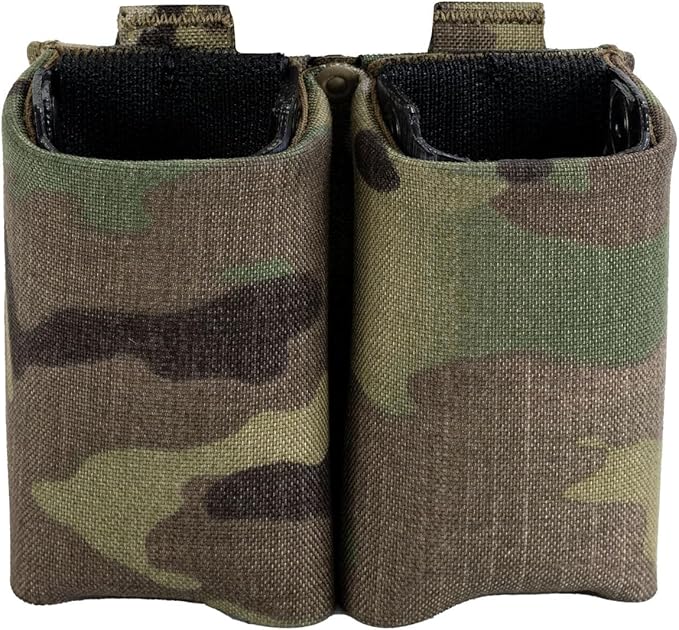 Double Pistol Magazine Pouch, Black, High-Strength Laminate Material, MOLLE Compatible, Magazine Retention System