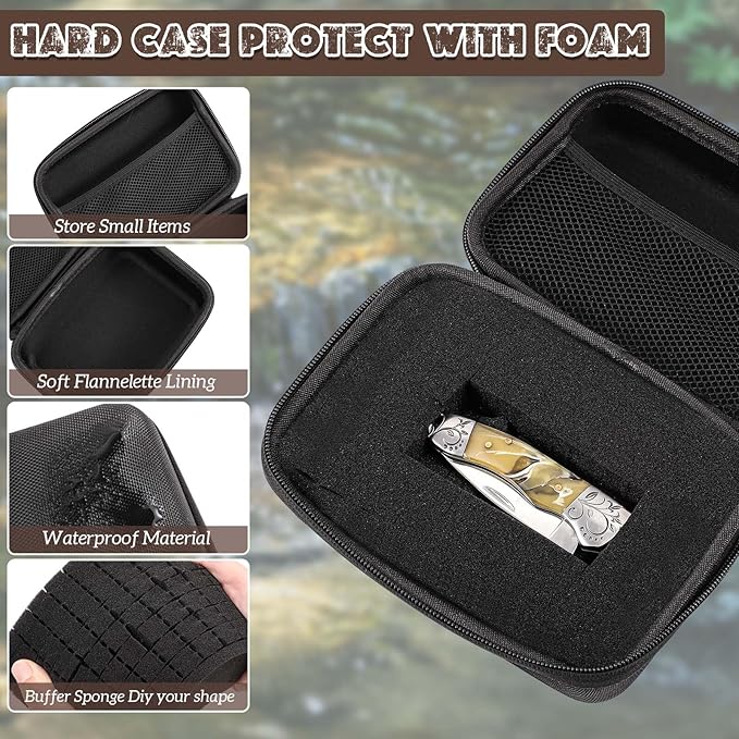 Relaxweex EVA Hard Case with Customizable Foam 12.6 x 8.27 x 3.5 Inch Protective EVA Carrying Case Shockproof Outdoor for Camera, Digital Products, Electronic Instruments with Knife, Black