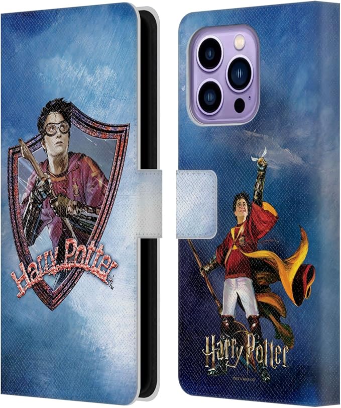 Head Case Designs Officially Licensed Harry Potter Quidditch 2 Prisoner of Azkaban II Leather Wallet Case Compatible with Apple iPhone 14 Pro Max