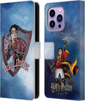 Head Case Designs Officially Licensed Harry Potter Quidditch 2 Prisoner of Azkaban II Leather Wallet Case Compatible with Apple iPhone 14 Pro Max