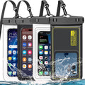 Famoby 4 Pack IP68 Waterproof Phone Pouch (2 Pack Floating and 2 Pack Sinking Waterproof Phone Pouch) Adjustable Neck Lanyard Dry Bag for Apple iPhone,Samsung,and up to 8.5" Black,White