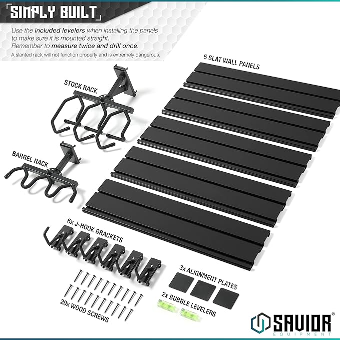 Savior Equipment Wall Rack System Heavy-Duty Steel Tactical Rifle Carbine Shotgun Handgun Storage Wall Mount, Modular Firearms Gun Wall Gear Accessories Organizer, Holds up to 6 Rifles & 6 Pistols