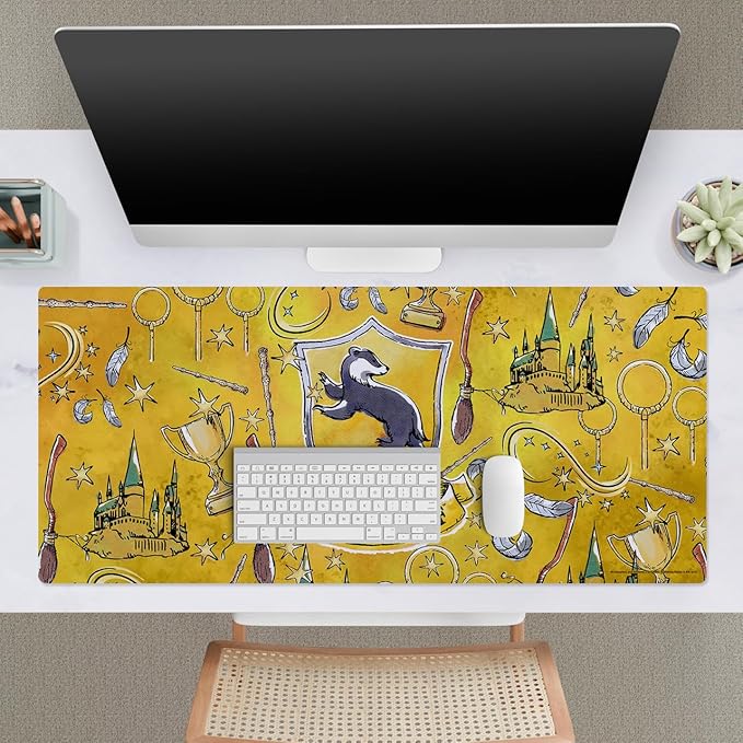 Head Case Designs Officially Licensed Harry Potter Hufflepuff Graphics 37.4 x 15.75 x 0.16 inches (900 x 400 mm) - XL Gaming Office Desk PC Keyboard Mouse Mat Pad