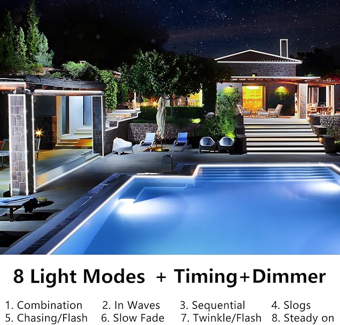 KNONEW 328FT 1000LED Rope Lights for Outside,Outdoor String Lights Waterproof 8 Modes Clear Tube Light for Indoor,Bedroom,Wedding,Garden,Patio,Christmas,Tree,Rv,Holiday Decoration(Cold White)