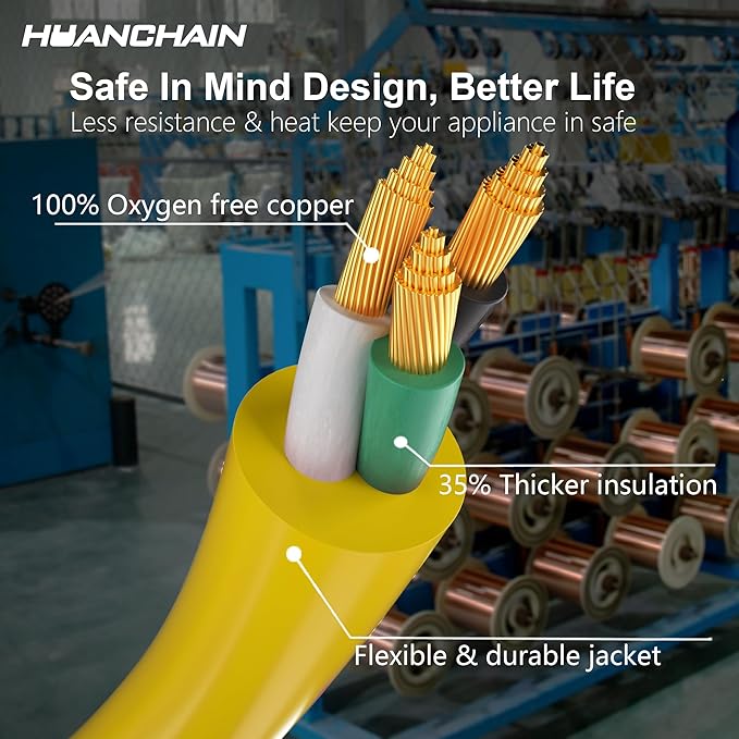 HUANCHAIN 50 ft 2 Pack 14/3 Gauge Heavy Duty Outdoor Extension Cord Waterproof with Lighted, Flexible Cold Weather 3 Prong Electric Cord Outside, 15A 1875W 125V 14AWG SJTW, Yellow, ETL Listed