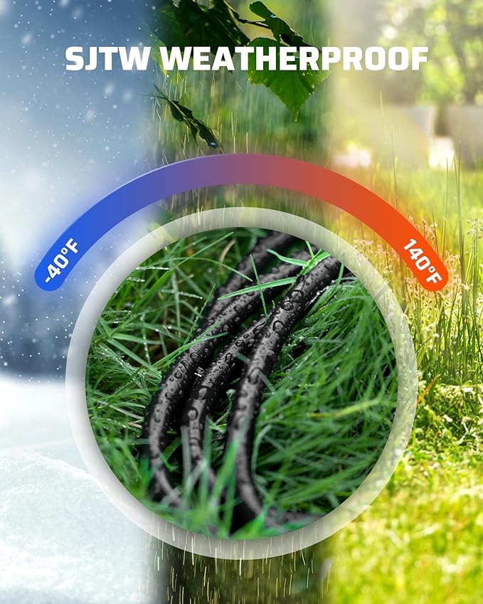 DEWENWILS 3-Pack 2FT Heavy Duty Extension Cord, 16 AWG SJTW Weatherproof Power Cable for Indoor, 3-Prong Grounded Plug for Holiday Decor/Home/Garden, ETL Listed, Black