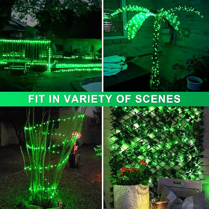 JMEXSUSS 2 Pack St Patricks Day Solar Lights, Each 33ft 100 LED Green Solar Lights Outdoor, Waterproof Fairy String Light for Outside Patio Garden Party Tree Christmas Decorations
