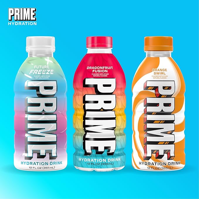 PRIME HYDRATION Variety, Dragonfruit Fusion, Orange Swirl, & Future Freeze Sports Drinks, Electrolyte Enhanced to Replenish Fluids, Zero Added Sugar, B Vitamins, Antioxidants, 12 Fl Oz, 15 Pack
