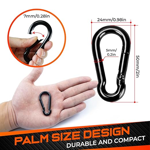 PAMAZY 12Pcs 2In Spring Snap Hooks, Utility Hook Clip, Heavy Duty Rope Connector, Quick Link Snap Hooks for Indoor and Outdoor, Hanging, Camping, Fishing (12Pcs 2In)