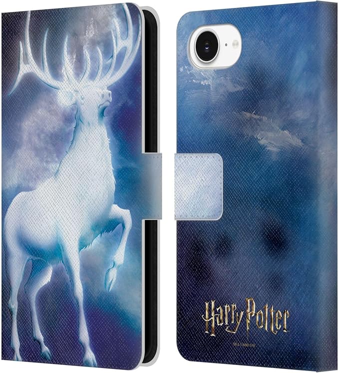 Head Case Designs Officially Licensed Harry Potter Stag Patronus Prisoner of Azkaban II Leather Wallet Case Compatible with Apple iPhone 16e / iPhone 17e